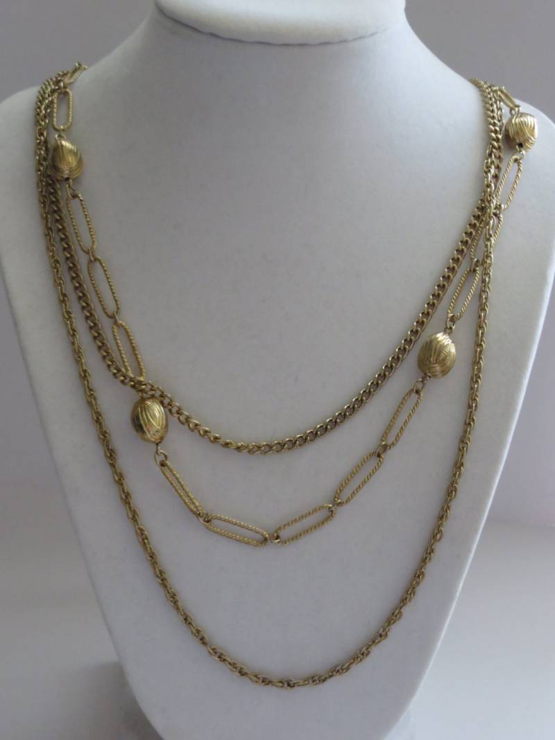 Vintage Gold Ton Drei Stränge Halskette von ThePJCompany