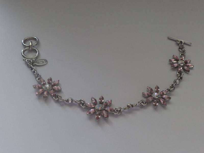 Vintage Keks Lee Silber Ton Rosa Strass Armband von ThePJCompany