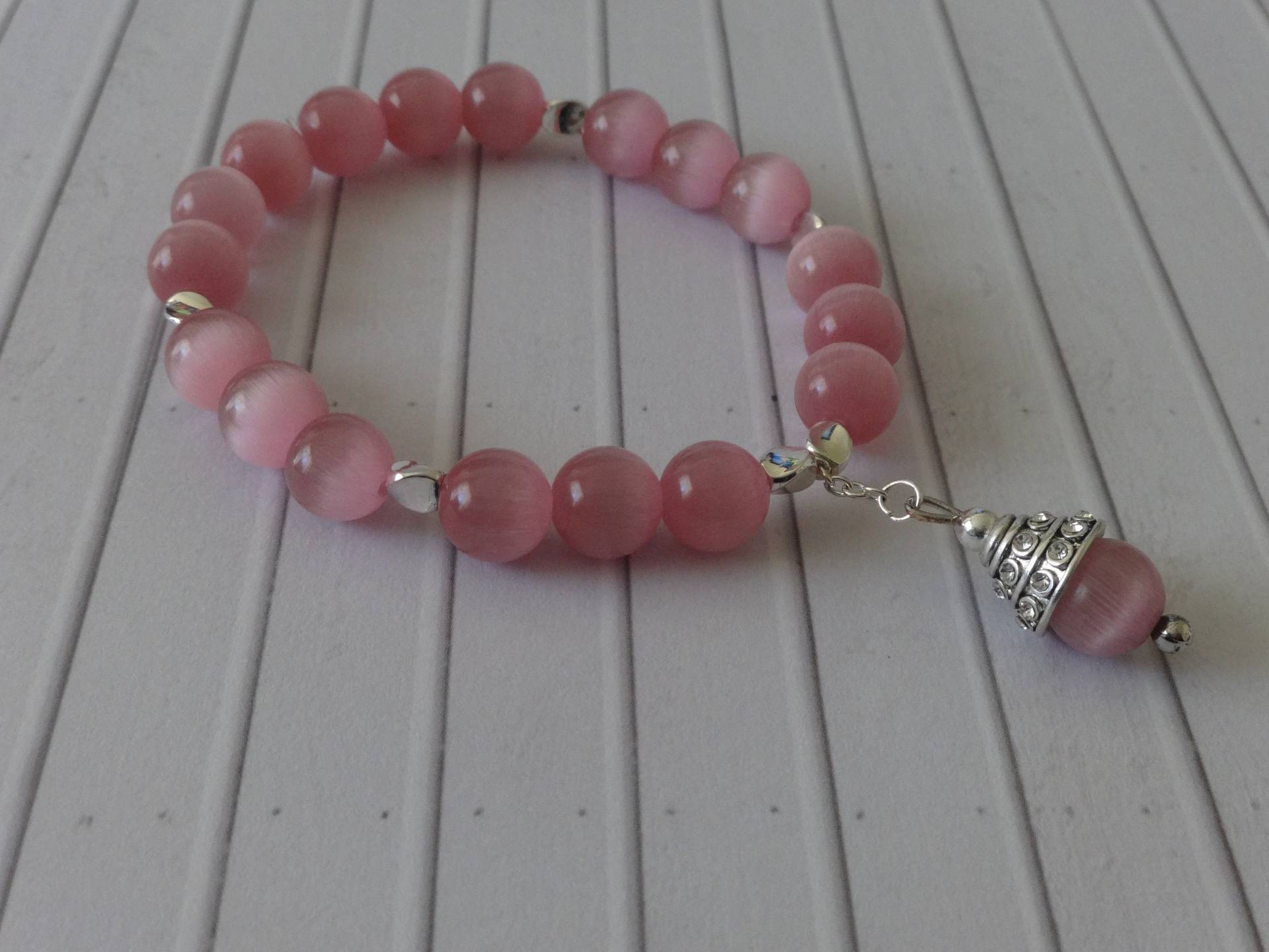 stretch Cats Eye Rosa Glasperlen Armband von ThePJCompany