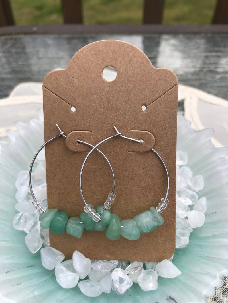 Grüner Aventurin Creolen, Kristall Ohrringe, Kristall, Stein Der Gelegenheit, Glück, Reichtum, Wohlstand, Grüner Aventurin, Geschenk Für Sie von ThePaintedDogByAnne