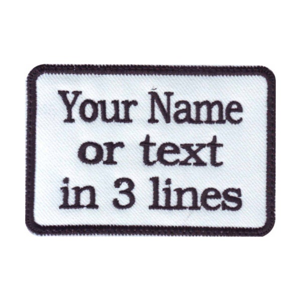 Rechteckiger 3-Zeiliger Personalisierter Gestickter Namensaufnäher | E von ThePatchLab