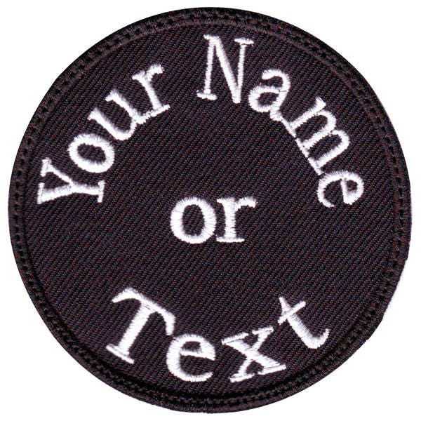 Schwarz Rund 3 "Bis 6" Personalisierte Gestickte Name/Text Tag Patch von ThePatchLab