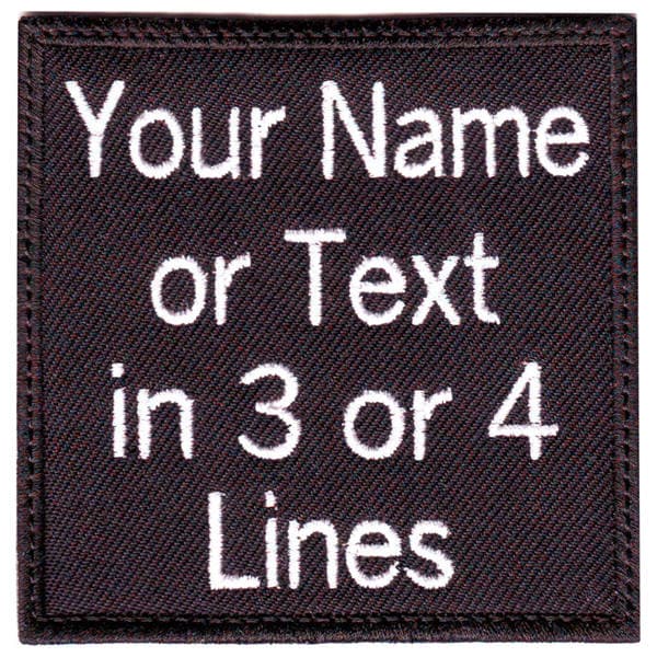 Schwarzes Quadrat 3 "Bis 6" Personalisierter Gestickter Name/Text Tag Patch von ThePatchLab