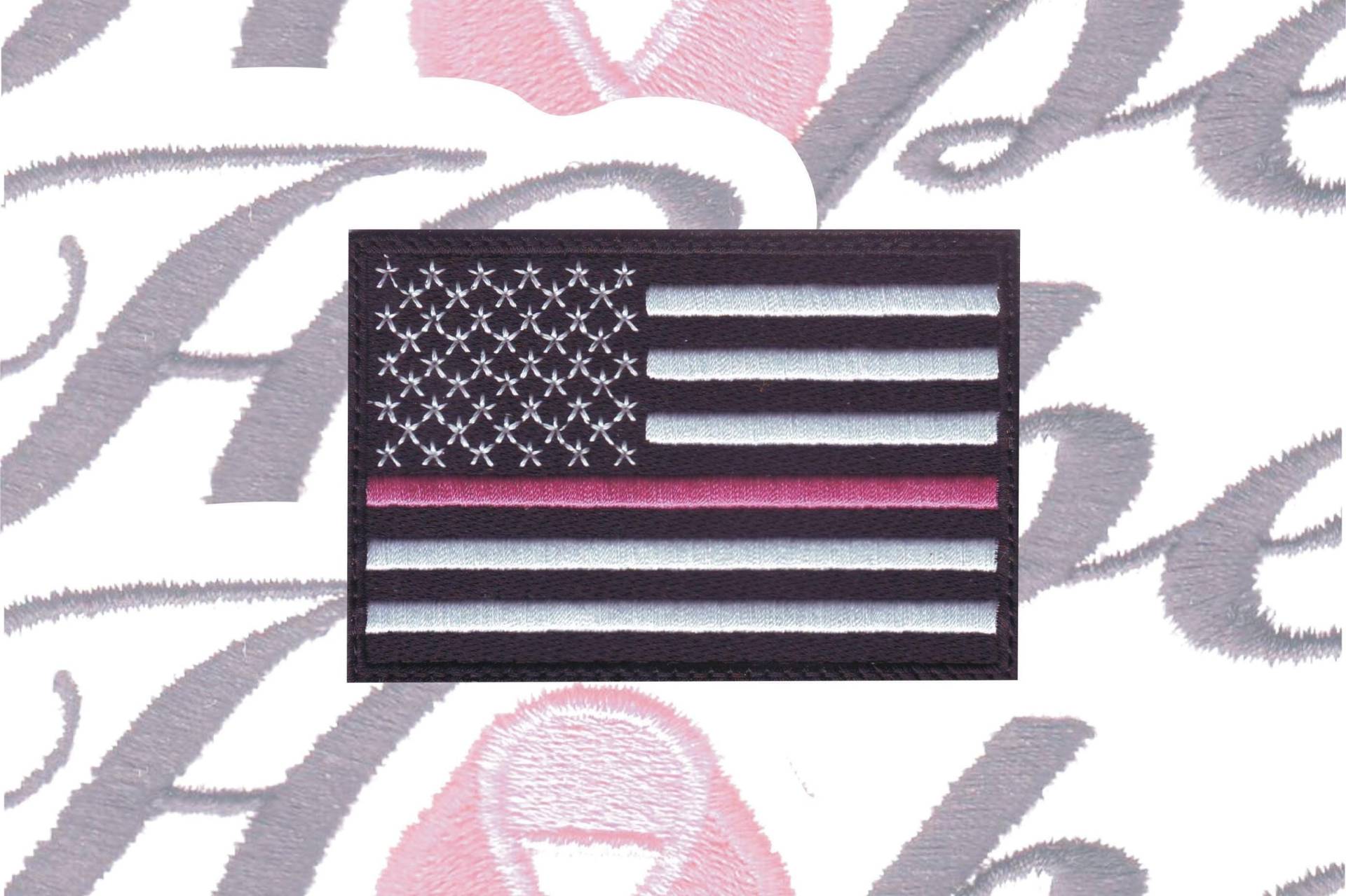 Usa Flagge Pink Dünne Linie Hoffnung Band Cancer Awareness Gestickter Aufnäher von ThePatchLab