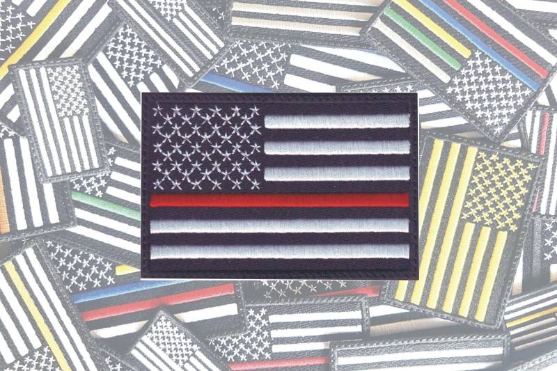 Usa Rote Dünne Linie Flagge Gestickter Aufnäher Feuerwehrmänner Feuerwehr von ThePatchLab