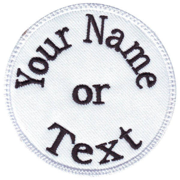 Weiß Rund 3 "Bis 6" Personalisierte Gestickte Name/Text Tag Patch von ThePatchLab