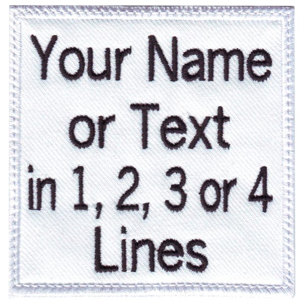 White Square 3 "Bis 6" Personalisierter Gestickter Name/Text Tag Patch von ThePatchLab