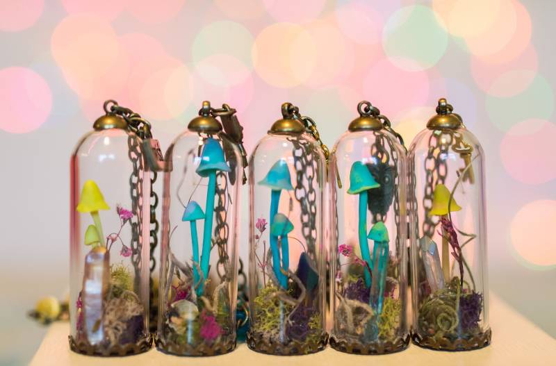 Leuchtende Pilz Halskette Miniatur Fairy Garden Wald Terrarium Anhänger Hohe Glaskuppel Leuchtende Pilz Halskette Miniatur Fairy Garden Wald Terrarium Anhänger Hohe Glaskuppel von ThePatchworkAttic