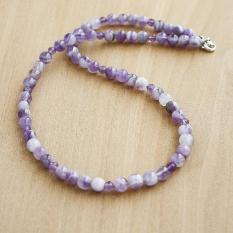 Amethyst Perlenkette Sterling Silber Verschluss, Natürlicher Edelstein Strang von ThePeachTree