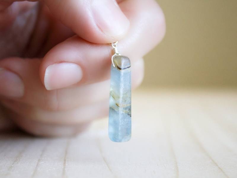 Blauer Calcit Sterling Silber Halskette Beruhigender Kristall Heilschmuck von ThePeachTree