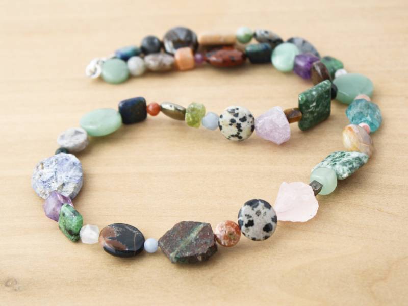 Mehrfarbige Edelsteinperlenkette 925 Sterlingsilber-Verschluss, Heilkristalle von ThePeachTree