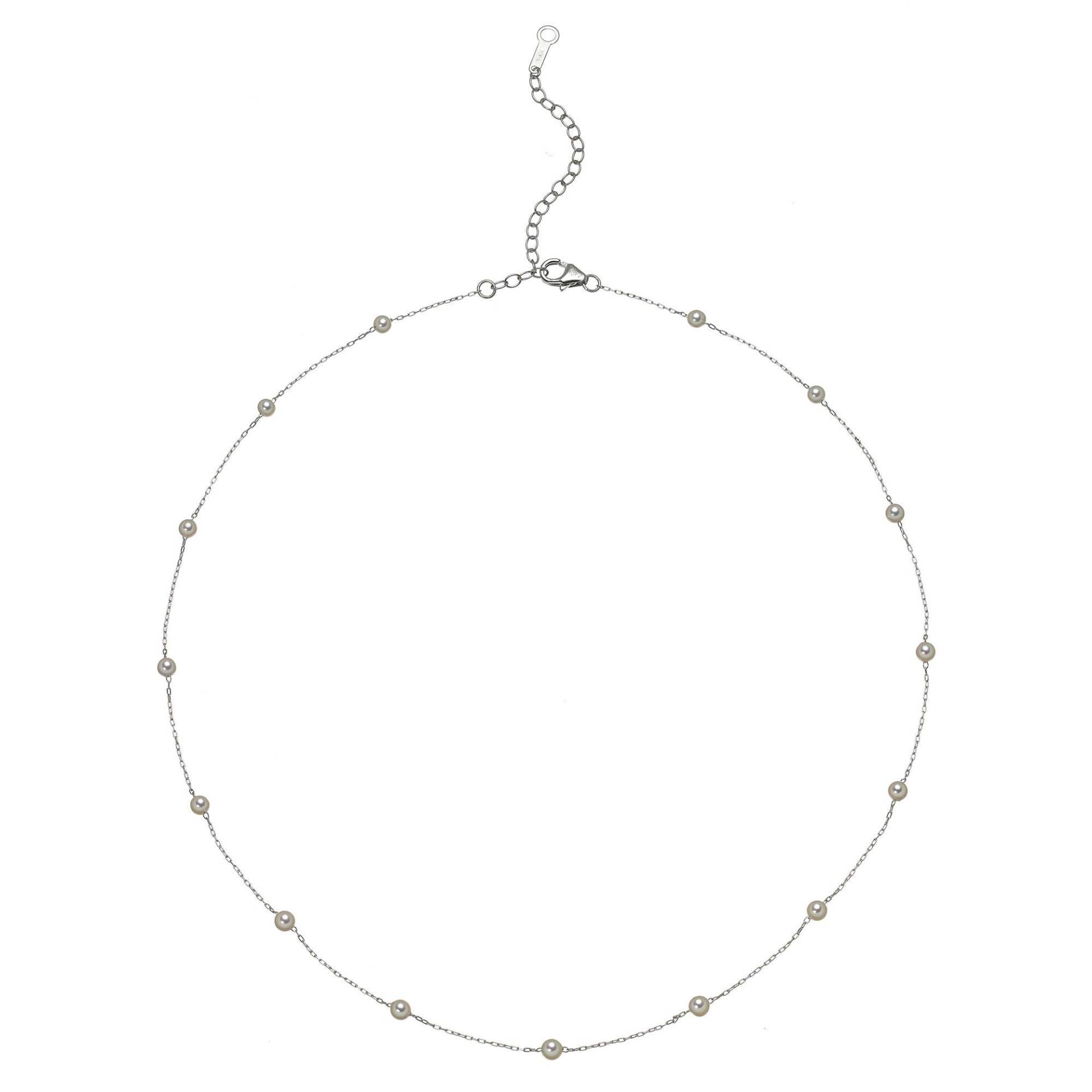 14K Weißgold Halskette Mit 15 Stück Seltene Natürliche Farbe Baby Akoya-Zuchtperlen 14K Weißgold Halskette Mit 15 Stück Seltene Natürliche Farbe Baby Akoya-Zuchtperlen von ThePearlExchange