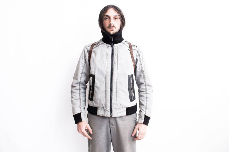 1990S Rare Energie Bomber Jacke Silber Grau. Ma-1 Baumwolle Blouson Grunge Y2K von ThePenduline