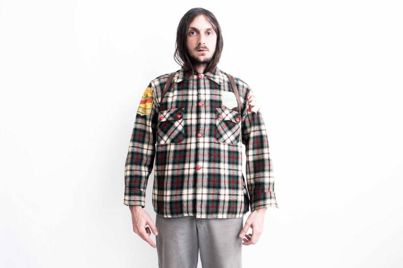 50Er Jahre Karohemd Rustikales Wollhemd. Hergestellt in Kanada. Flanellgrün Kariertes Hemd Von Mackinaw von ThePenduline