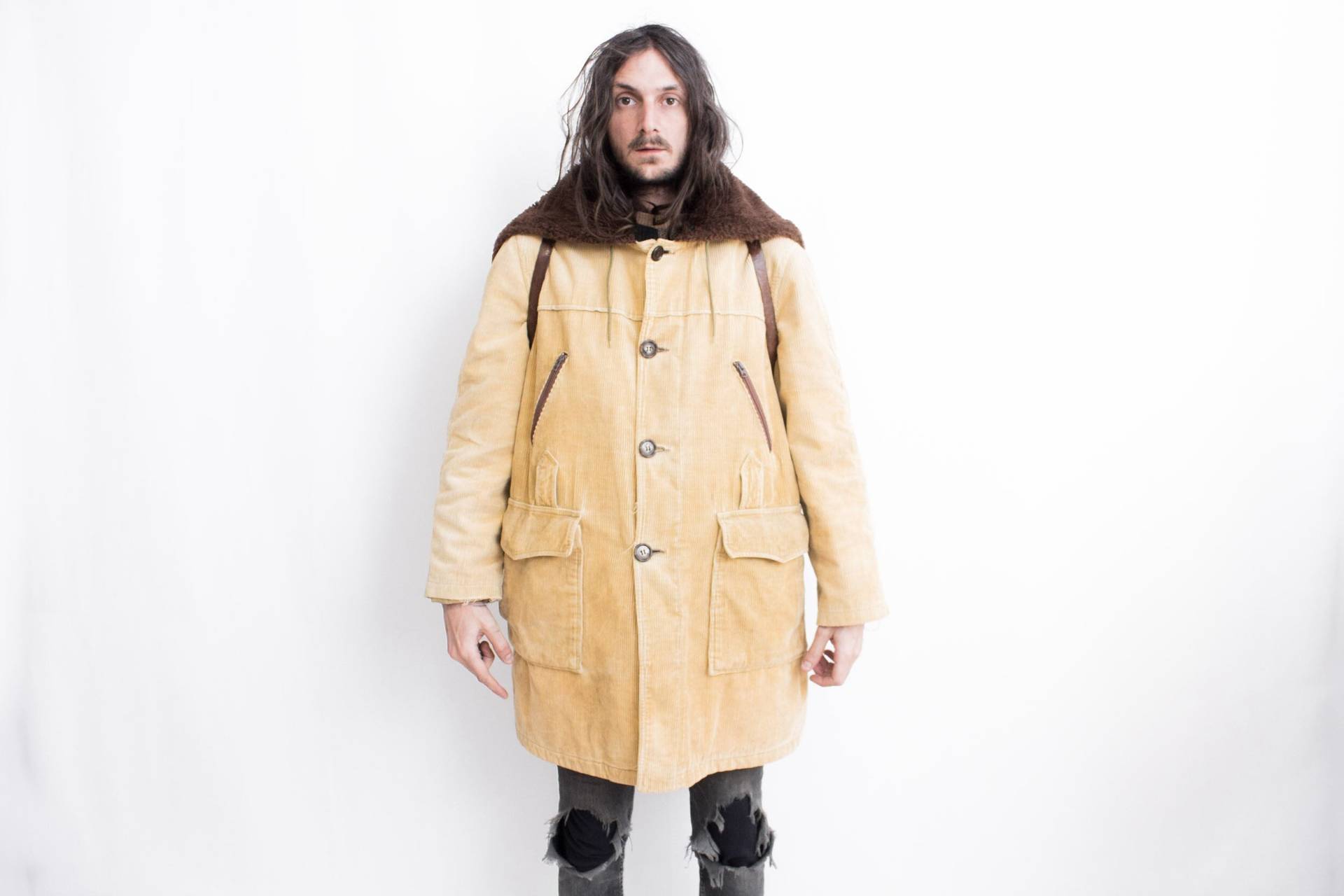 Cord Trenchcoat Sherpa Futter Jacke 70Er Jahre. Rustikale Jacke. Gefütterte Mantel Fleecejacke von ThePenduline