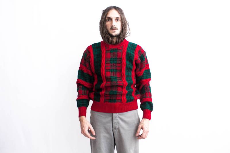 Rundhals Pullover 1980Er Jahre Gemustert Strick. Warmer Winterpullover von ThePenduline