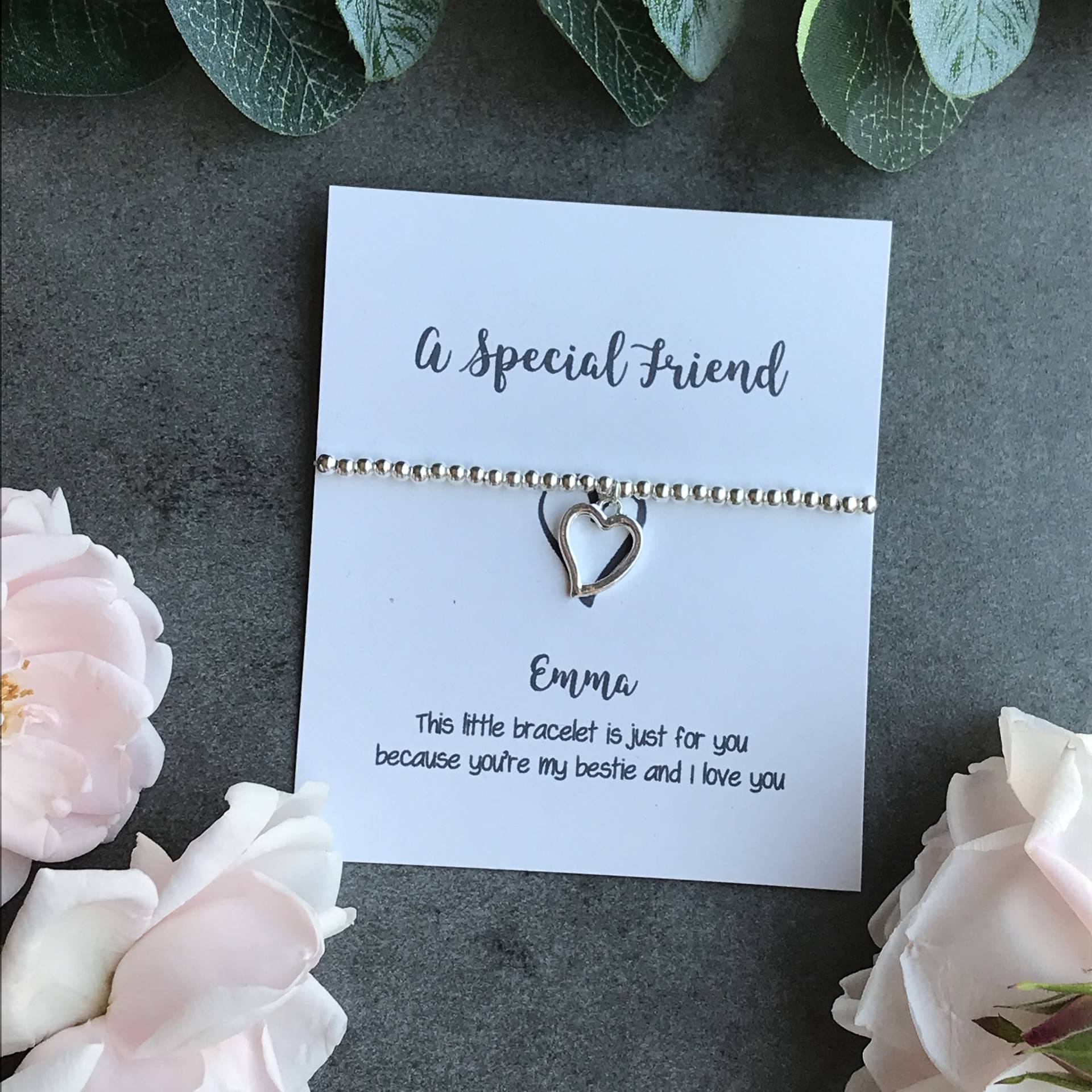 Bettelarmband, Perlen Ein Besonderer Freund, Herz Charm, Silber Armband, Geschenk Für Freund von ThePersnicketyCo