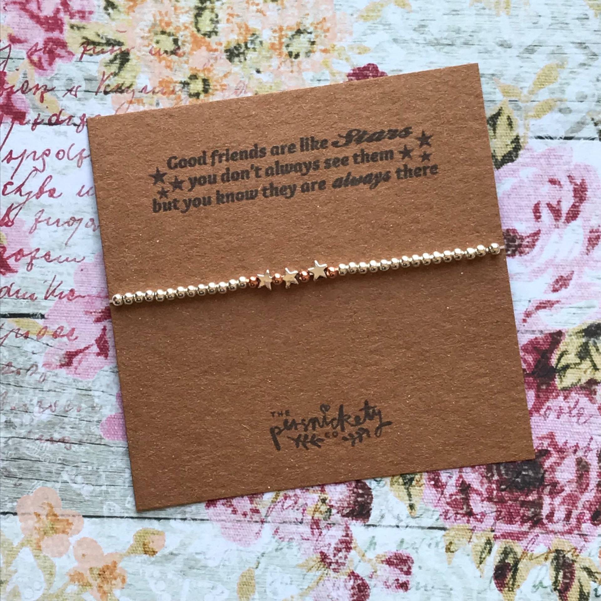 Bettelarmband, Perlen Gute Freunde Sind Wie Sterne, Stern, Stern Charm, Silberarmband, Geschenk Für Freund, Beste Freunde von ThePersnicketyCo