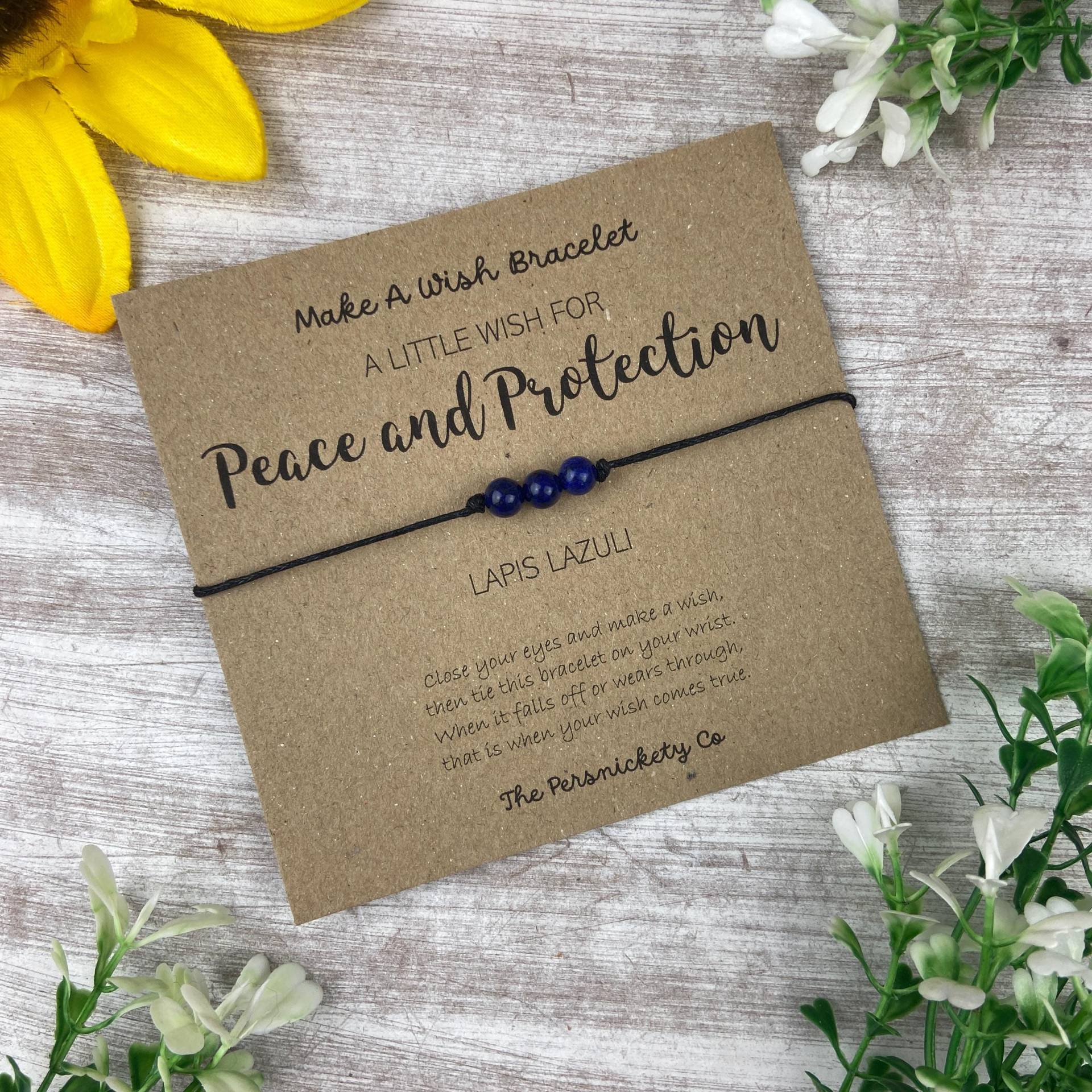 Lapis Lazuli Wunsch Armband Frieden & Schutz Kristall Geschenk von ThePersnicketyCo