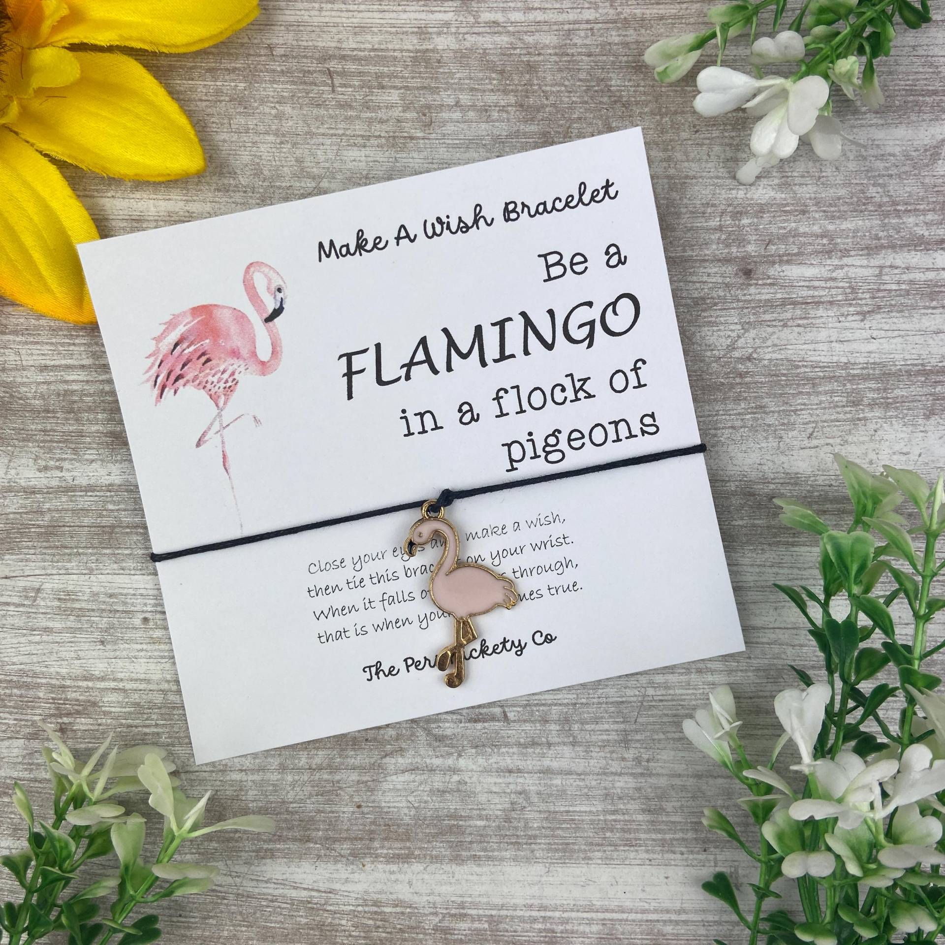 Make A Wish Armband, Bettelarmband, Sei Ein Flamingo in Einem Taubenschwarm, Flamingo-Schmuck, Flamingo-Geschenk, Geschenk Für Sie von ThePersnicketyCo
