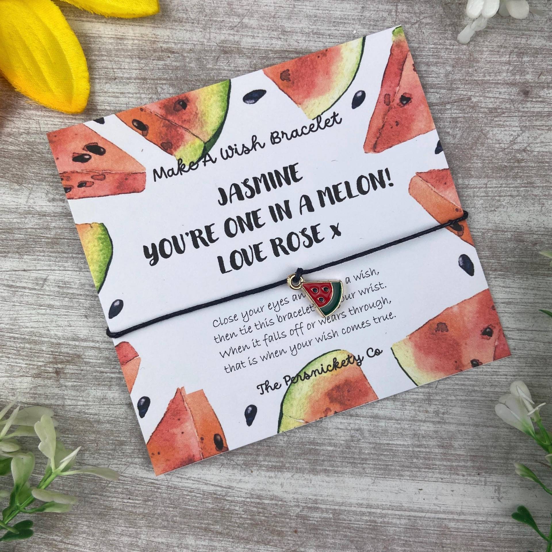 Make A Wish Armband, Bettelarmband, Wunscharmband, Du Bist Eins in Einer Melone Kann Mit Jedem Namen, Melone, Melon Charm Personalisiert Werden von ThePersnicketyCo