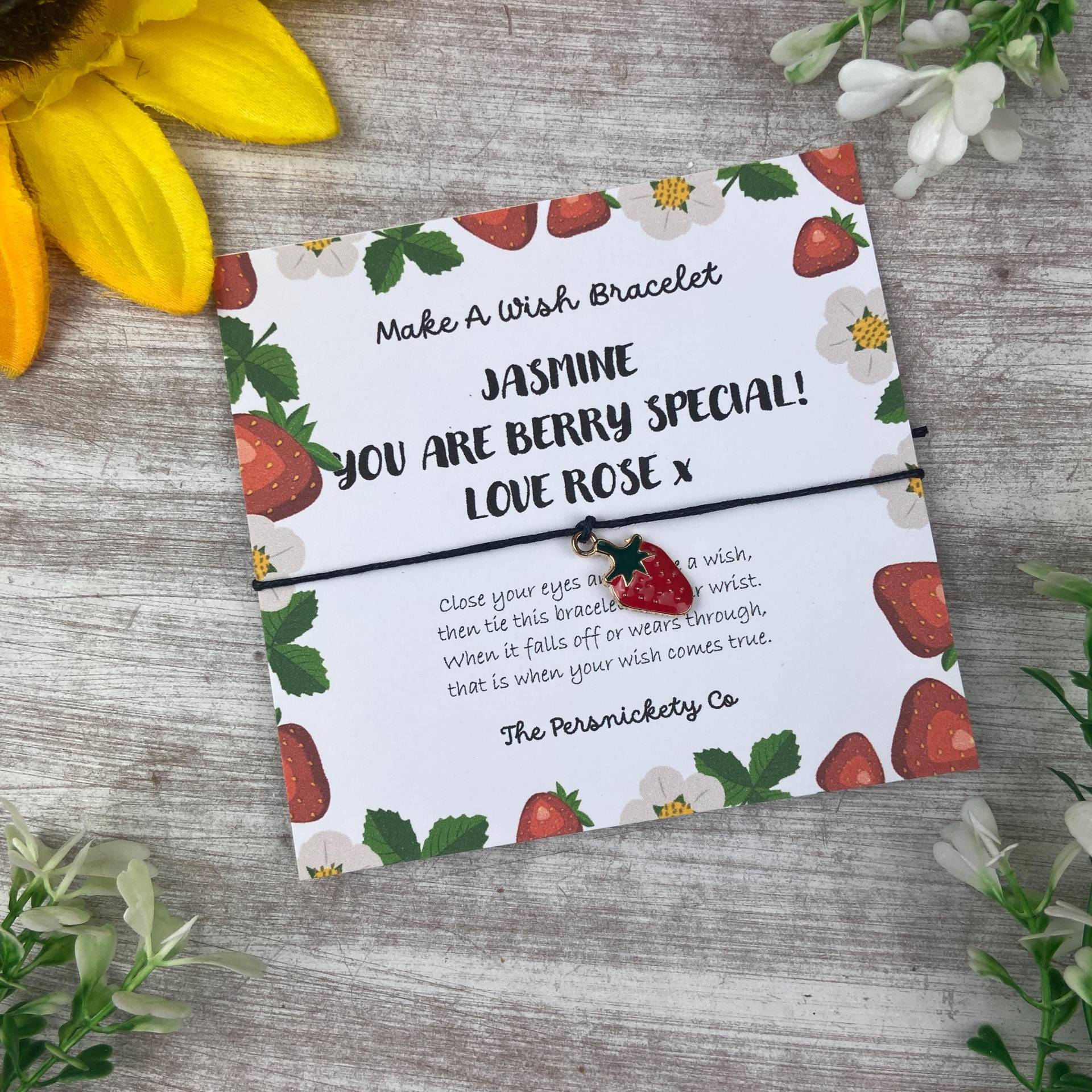 Make A Wish Armband/Bettelarmband, Wunscharmband, Du Bist Beere Speziell Kann Mit Jedem Namen, Beerenanhänger Personalisiert Werden von ThePersnicketyCo