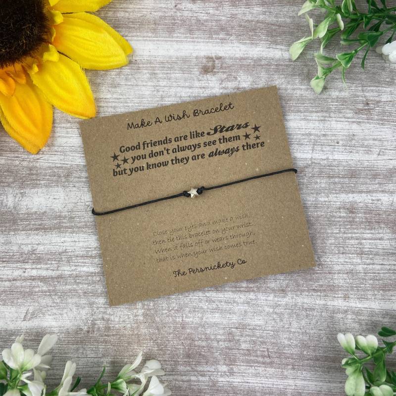 Make A Wish Armband/Bettelarmband - Gute Freunde Sind Wie Sterne, Stern, Sternanhänger, Wunscharmband, Sternschmuck, Geschenk Für Einen Freund von ThePersnicketyCo