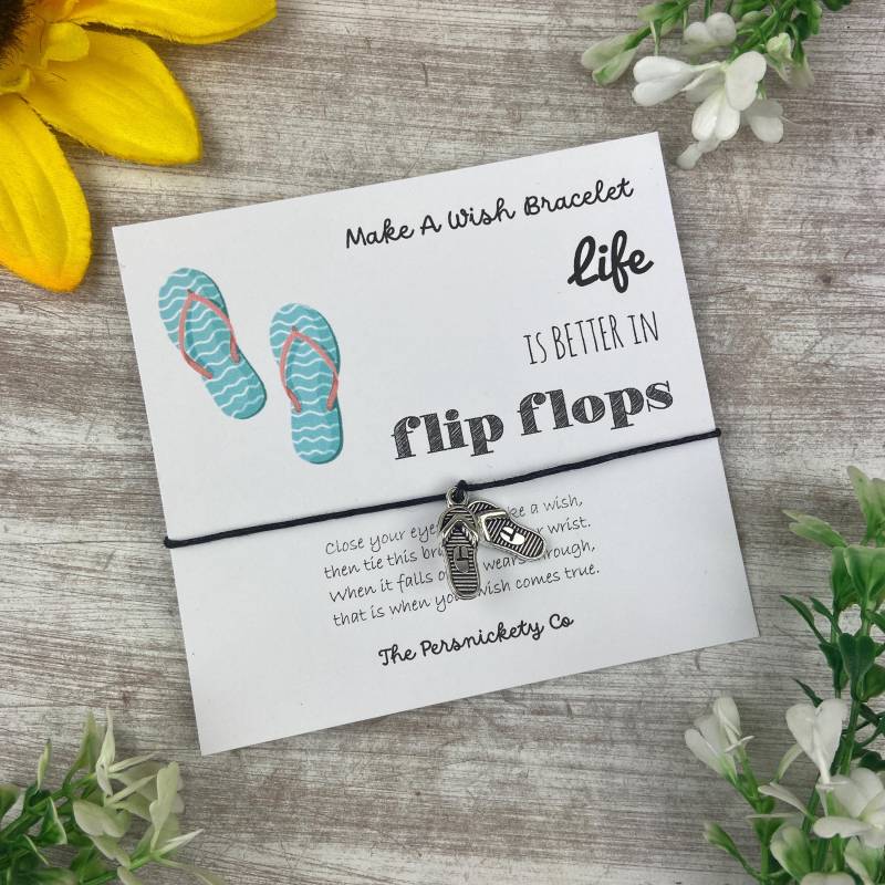 Reisegeschenk, Wunsch Armband, Bettelarmband, Das Leben Ist Besser in Flip Flops, Machen Einen Flop, Flop Charme von ThePersnicketyCo