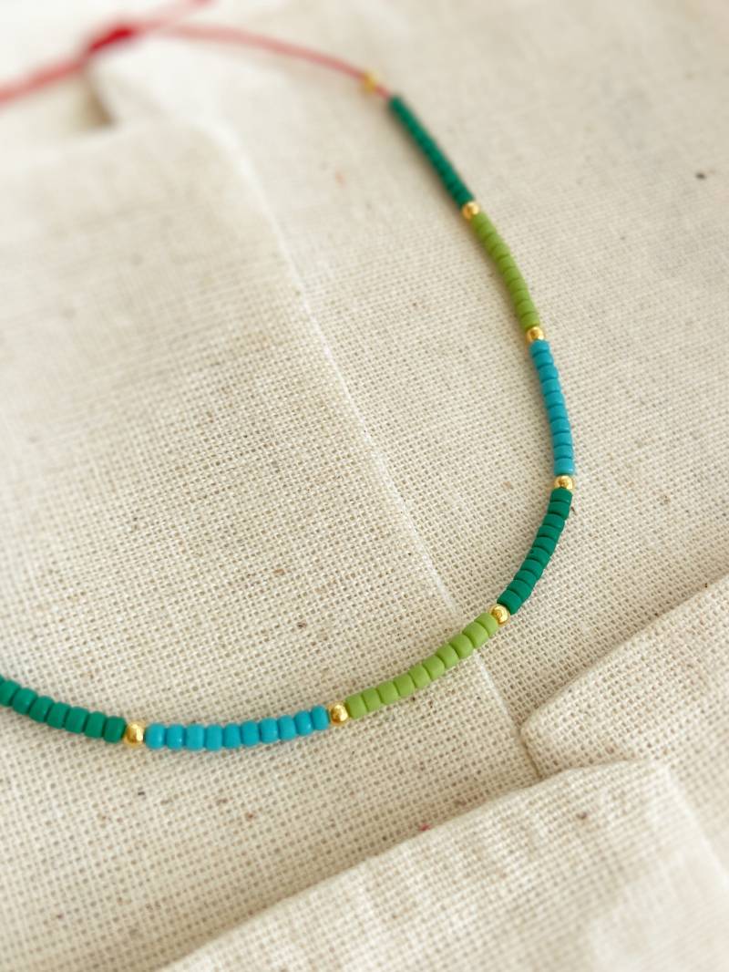 925 Bunte Perlen Fußkettchen, Sterling Silber Sommer Strand Schmuck, Blau Minimal Handgemachte Boho Fußkettchen von ThePheia