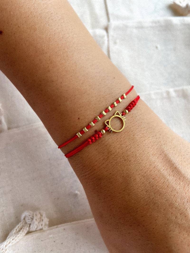 925 Rote Schnur Armband, Schutz Schmuck, Kaballah Rot Amulett Verstellbares Rohr Armband von ThePheia