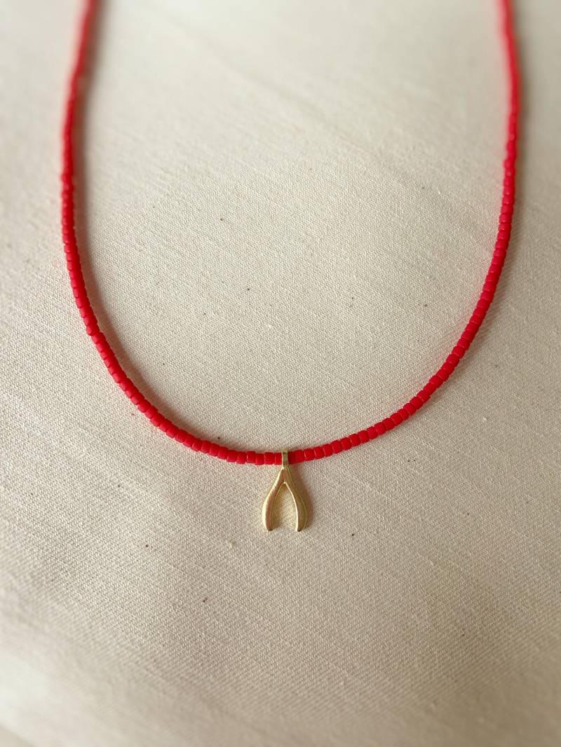 925 Sterling Silber Halskette, Gold Tropfen Platte Rote Schnur Minimale Rote von ThePheia