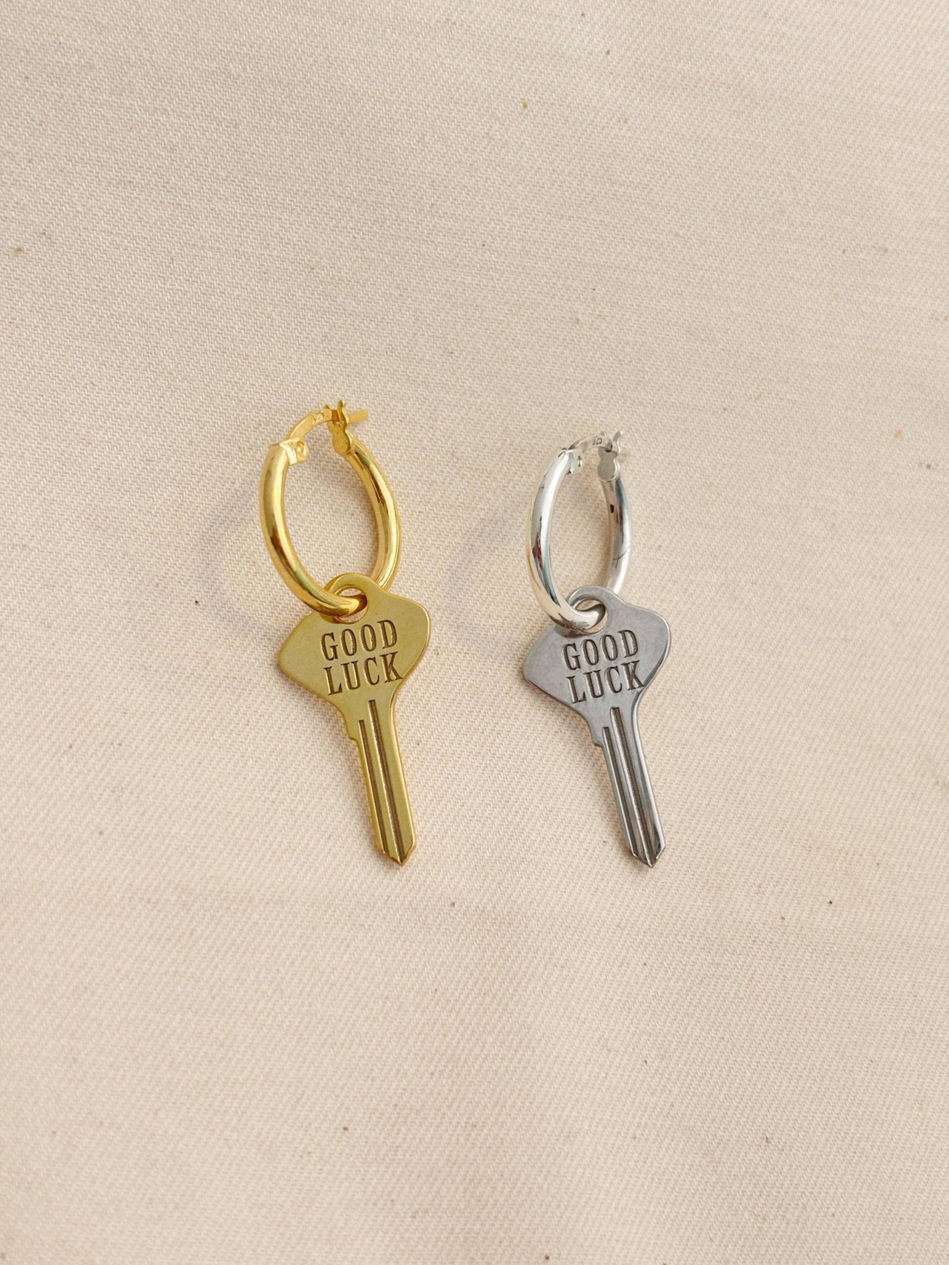 sterling Silber Ohrring, Glück Gold Schlüssel 925 Silber, Liebhaber Geschenk, Schmuck sterling Silber Ohrring, Glück Gold Schlüssel 925 Silber, Liebhaber Geschenk, Schmuck von ThePheia