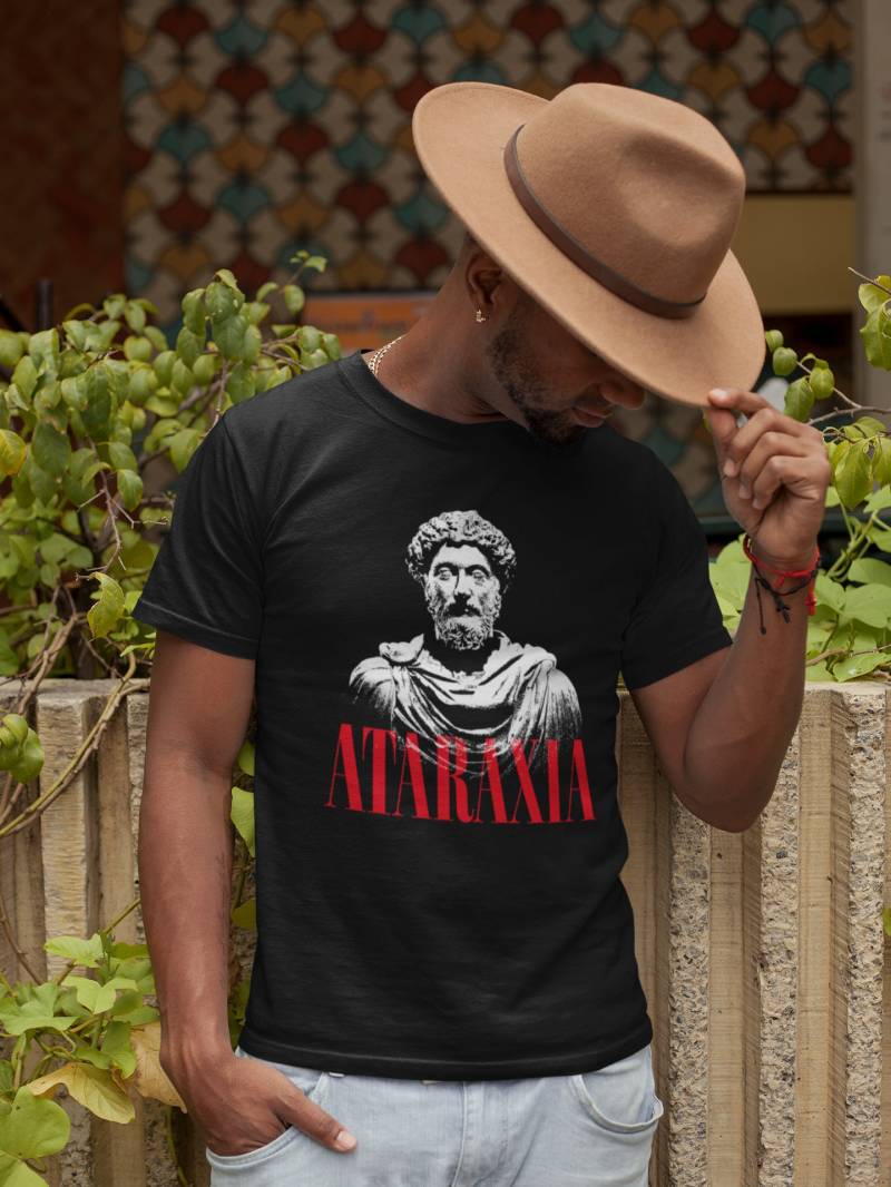 Marc Aurel Ancient Roman Stoic Philosophy Stoicism Ataraxia T-Shirt For Historians Philosophers Stoics Life Coaches & Book Lovers von ThePhilosophersShirt