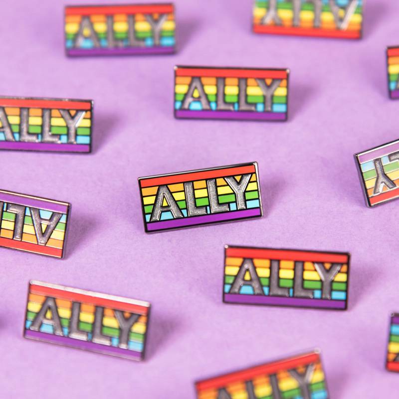 Regenbogen Ally Pin - Unterstützen Sie Gay Flagge Pride Lgbt Eltern Queer Lives Matter Pronomen Gender Support Klassenzimmer Arbeitsplatz Id Lanyard von ThePinPrick