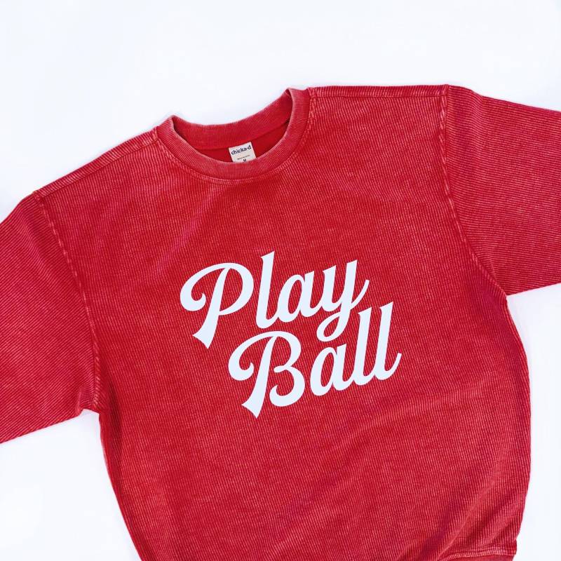 Play Ball Corded Sweatshirt Vintage Washed Baseball Game Day Shirt von ThePinewoodSocial