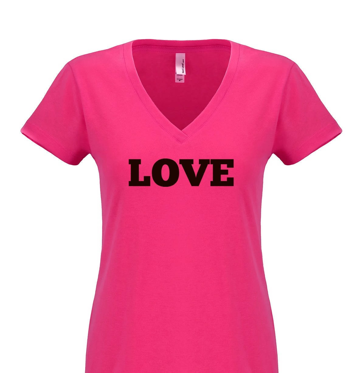 Liebe. Hot Pink Vneck T-Shirt Liebe. Hot Pink Vneck T-Shirt von ThePinkAppleCompany