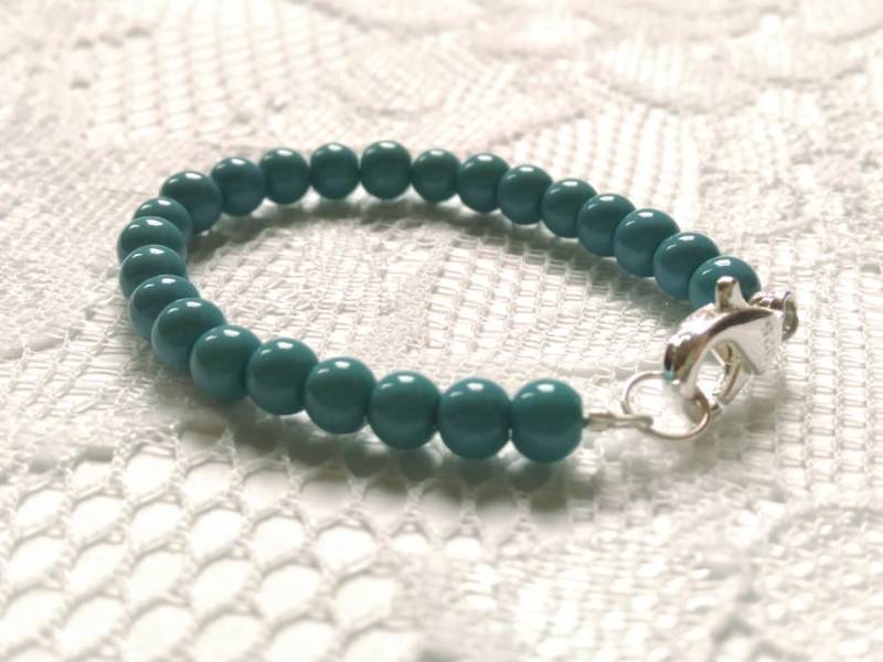 Blaues Baby-Armband, Neugeborenen-Armband, Kleinkind-Armband, Blaues Armband, 4mm Perlen, Sterling Silber Zubehör von ThePinkCanaryShop