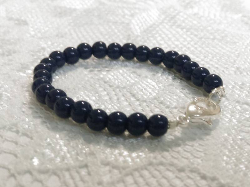 Navy Baby Armband, Neugeborenen Kleinkind Perlenarmband, Baby-Dusche-Geschenk, Baby-Schmuck, Navy, Dunkelblau von ThePinkCanaryShop