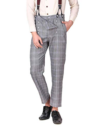 ThePirateDressing Herren Hose Grau+ blaues Karo (100 % Baumwollstoff) L von ThePirateDressing