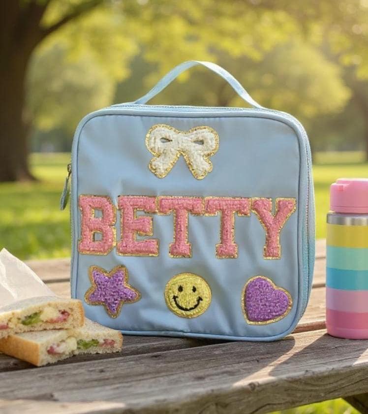 Personalisierte Nylon Lunchbox, Glitzer Chenille Patches Aufgenäht, Lunchbag Für Kinder, Nach Maß, Kinder Und Erwachsene Personalisierte Nylon Lunchbox, Glitzer Chenille Patches Aufgenäht, Lunchbag Für Kinder, Nach Maß, Kinder Und Erwachsene von ThePouchBoutiqueShop