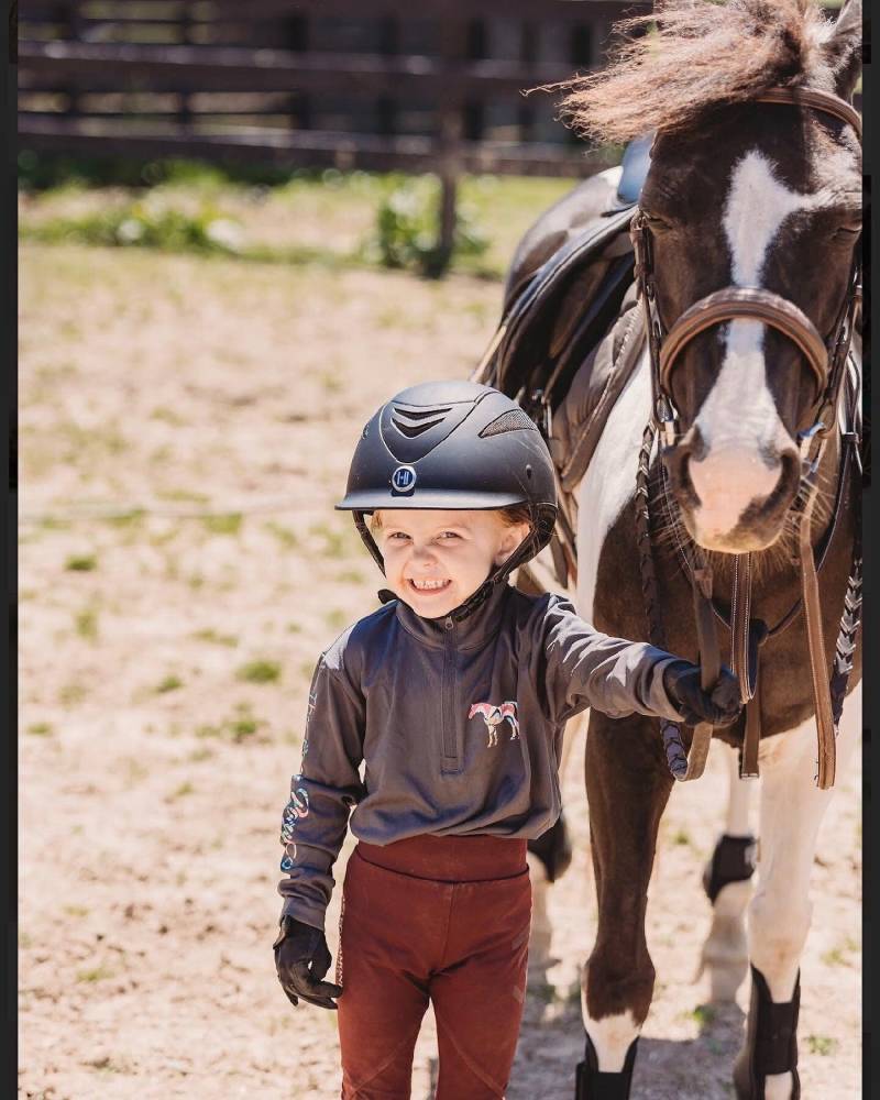 Jugend Mädchen Grau Reit Top von ThePreppiPonyCo
