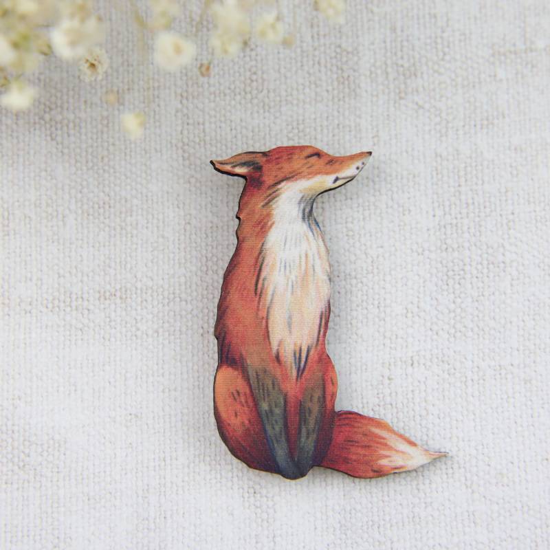 Orange Fuchs Brosche Laser Geschnittene Holzbrosche, Waldtier Schmuck von ThePrettyDitty