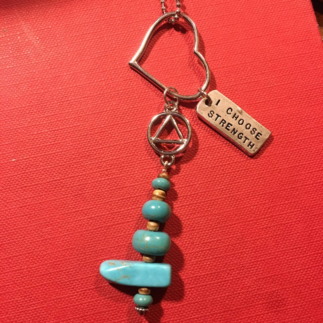 Anhänger Halskette Ich Wähle Stärke Türkis Erholung Dreieck Nüchtern - Nüchternheit Aa Schmuck Na 12 Schritte Sponser von ThePricklyLotus