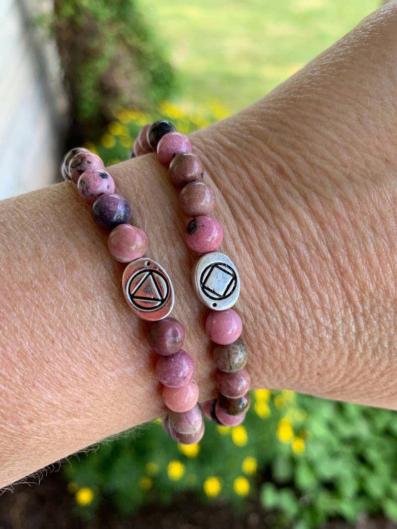 Frauen Perlen Aa Oder Na Erholung Armband Rosa Rhodonit Patengeschenk von ThePricklyLotus