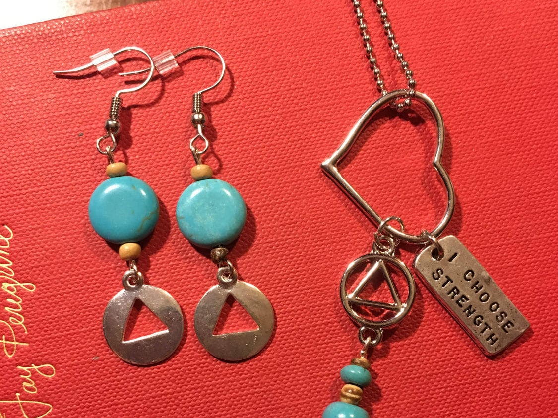 Genesung Türkis Baumeln Ohrringe Nüchtern - Nüchternheit Geschenk Pate 12 Schritte Odaat Aa Schmuck Na von ThePricklyLotus