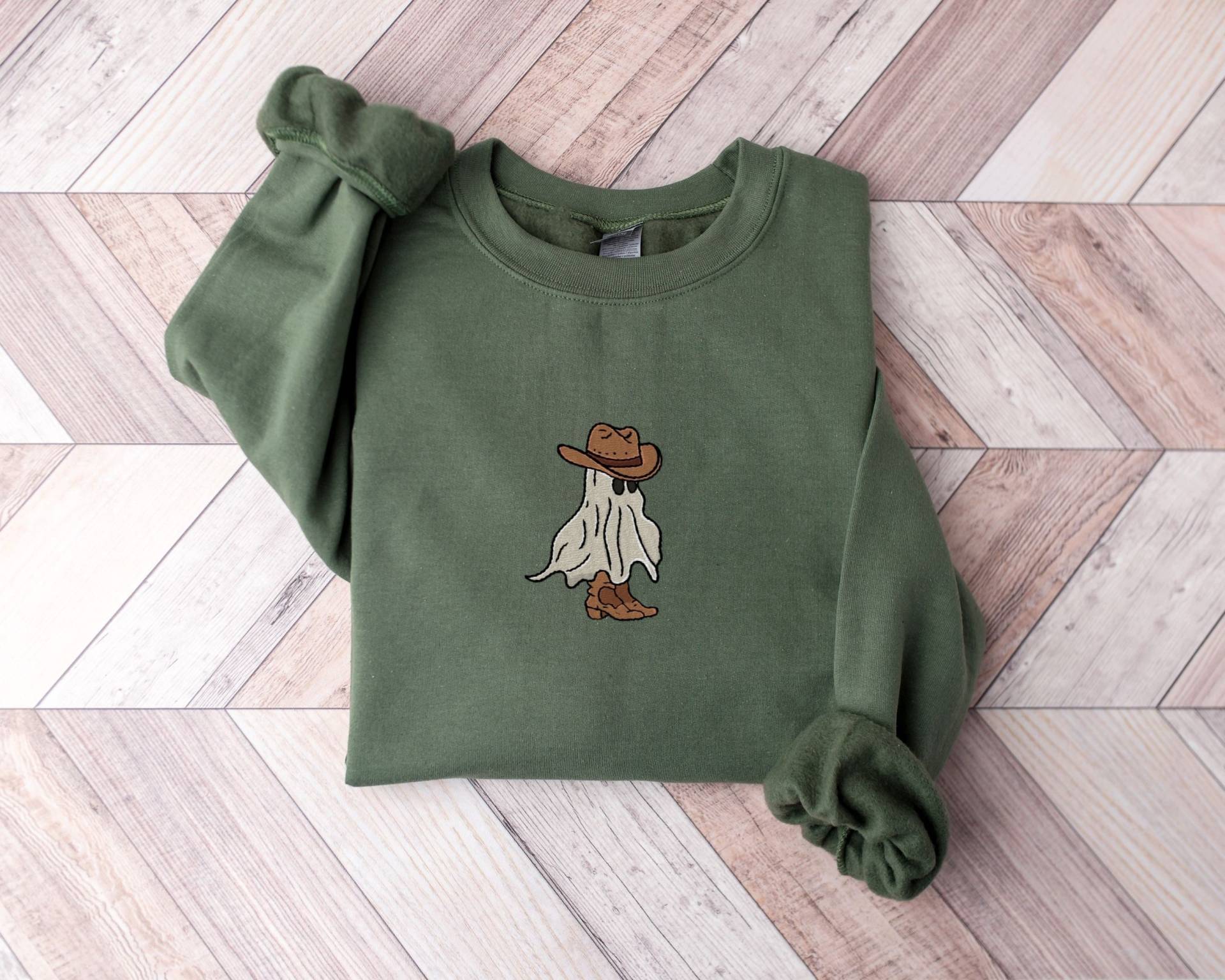 Cowboy Ghost Besticktes Sweatshirt L Bestickter Rundhalsausschnitt Pullover Hoodie Cowboy Ghost Besticktes Sweatshirt L Bestickter Rundhalsausschnitt Pullover Hoodie von ThePrintWorkshopCo