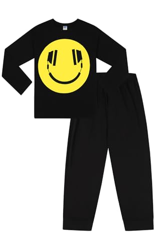 ThePyjamaFactory Jungen Happy Face Kopfhörer Langer Gaming Baumwolle Schlafanzug (14-15 Jahre) von ThePyjamaFactory