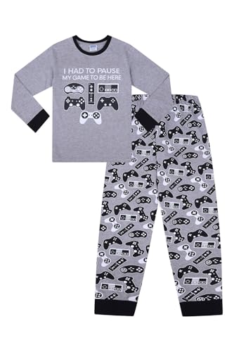 Jungen Schlafanzug "I Had To Pause My Game to Be Here" Gaming-Controller, Grau, lang, Baumwolle, grau, 14-15 Years von ThePyjamaFactory