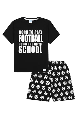 ThePyjamaFactory Jungen Born to Play Football Forced to Go to School Kurzer Baumwolle Schlafanzug (8-9 Jahre) von ThePyjamaFactory
