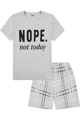 Mädchen Cheeky Nope Not Today karierter kurzer Baumwoll-Pyjama, grau, 15-16 Years Mädchen Cheeky Nope Not Today karierter kurzer Baumwoll-Pyjama, grau, 15-16 Years von ThePyjamaFactory